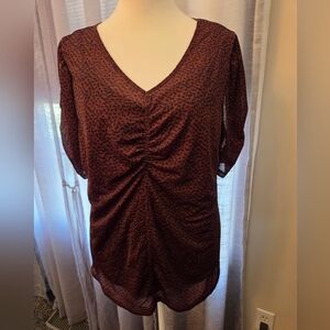 Apt. 9 Burgundy Animal Print V-Neck Blouse with Cami